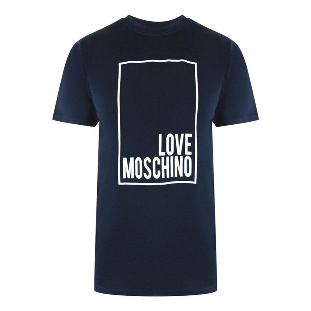 Love Moschino Mens Box Logo T-Shirt / Navy Blue